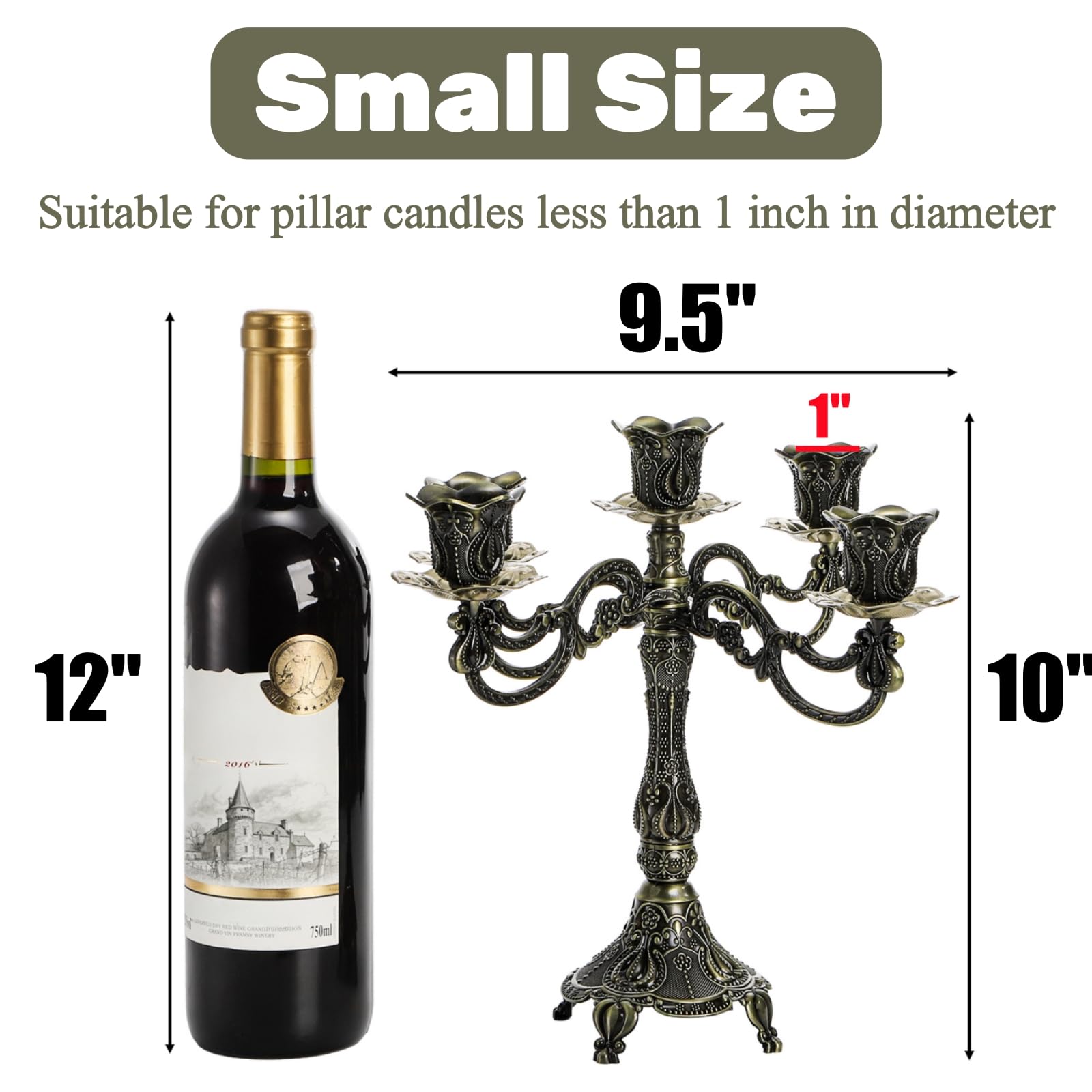 Buy Peohud 5-Candle Metal Candelabra, 12 Inch Tall 5 Arms Candle